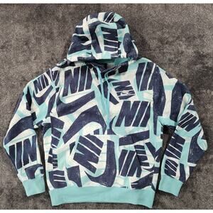NWT Nike Multicolor- All Over Logo Print Hoodie, Standard Fit, Mens Medium